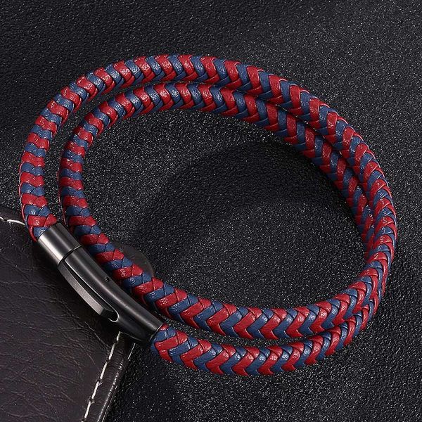 charm bracelets fashion double layer men women stainless steel snaps blue red leather mix braided jewelry accessories gifts st0495, Golden;silver
charm bracelets fashion double layer men women stainless steel snaps blue red leather mix braided jewelry accessories gifts st0495, Golden;silver