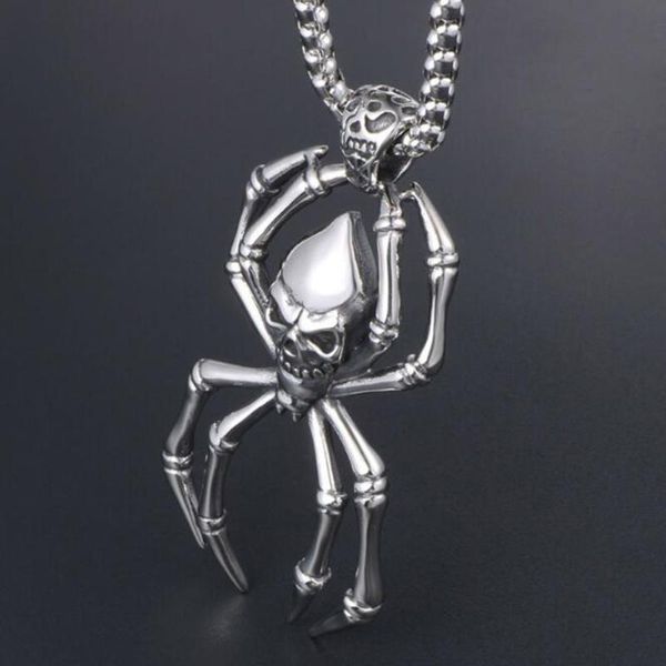 pendant necklaces stainless steel punk rock skull necklace big spider jewellery for him gift, Silver
pendant necklaces stainless steel punk rock skull necklace big spider jewellery for him gift, Silver