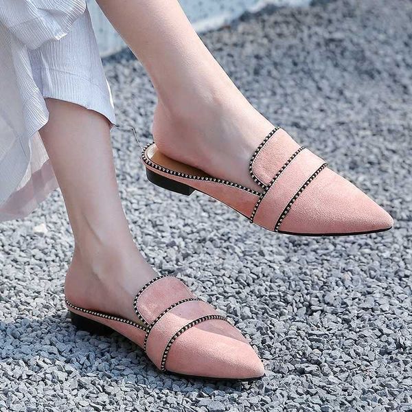 slippers suede pink flat mules bordered pointed slip-on slides lady elegant dress formal shoes women, Black
slippers suede pink flat mules bordered pointed slip-on slides lady elegant dress formal shoes women, Black