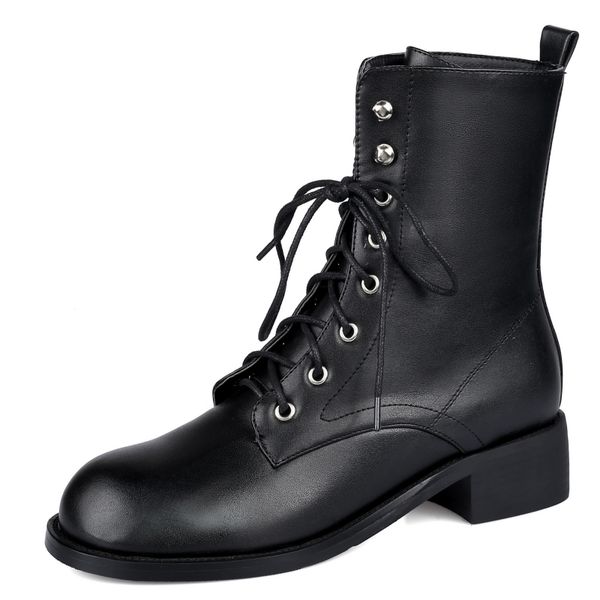 fashion lace up women ankle boots pu leather 2020 women's autumn winter boots shoes casual low heels black white short 
fashion lace up women ankle boots pu leather 2020 women's autumn winter boots shoes casual low heels black white short