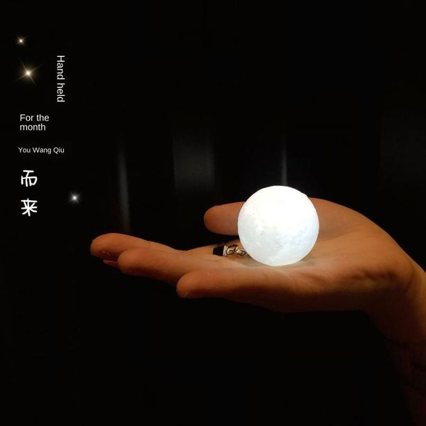cute 3d-printed moon lamp keychain decoration pendant key chain luminous car keyring gift woman accessories, Silver