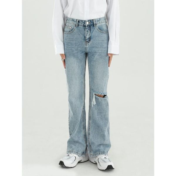 men's jeans men broken hole small boot cut casual denim pant male streetwear hip hop vintage fashion loose trousers, Blue
men's jeans men broken hole small boot cut casual denim pant male streetwear hip hop vintage fashion loose trousers, Blue