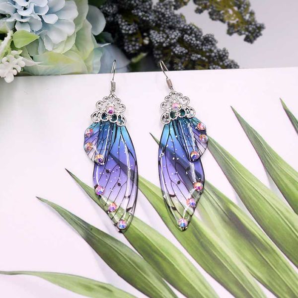 handmade fairy simulation wing earrings insect butterfly wing drop earrings foil rhinestone romantic bridal jewelry, Silver
handmade fairy simulation wing earrings insect butterfly wing drop earrings foil rhinestone romantic bridal jewelry, Silver