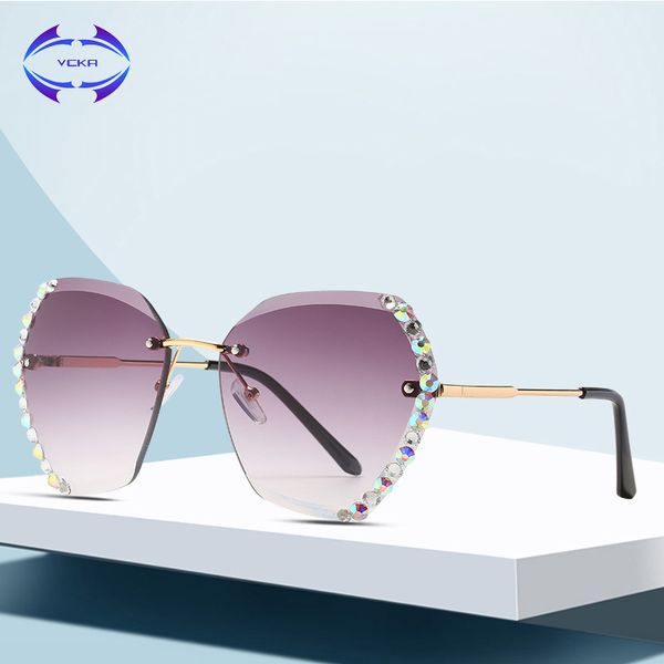 sunglasses vcka vintage rimless women multicolored diamond designer glasses ladies big frame eyewear shades oculos, White;black
sunglasses vcka vintage rimless women multicolored diamond designer glasses ladies big frame eyewear shades oculos, White;black