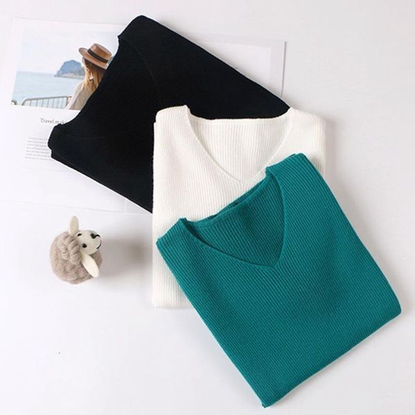 women sweater 2019 autumn winter half sleeve knitted pullover v neck soft women campus casual pull jumper, White;black 
women sweater 2019 autumn winter half sleeve knitted pullover v neck soft women campus casual pull jumper, White;black