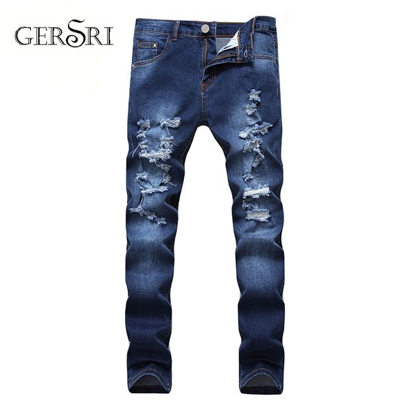 gersri fashion style luxury quality men's slim jeans pants mens hole pants straight elastic destroyed jeans for men plus size, Blue
gersri fashion style luxury quality men's slim jeans pants mens hole pants straight elastic destroyed jeans for men plus size, Blue