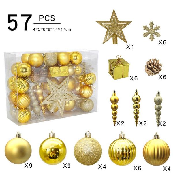 57 pcs christmas tree assorted decorations, golden star balls gifts snowflakes ornaments for festival, holiday and party
57 pcs christmas tree assorted decorations, golden star balls gifts snowflakes ornaments for festival, holiday and party