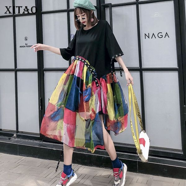 xitao colorful chiffon stitching dress women spring 2020 new loose plus size short sleeve dresses trend women clothes wld2120, Black;gray
xitao colorful chiffon stitching dress women spring 2020 new loose plus size short sleeve dresses trend women clothes wld2120, Black;gray