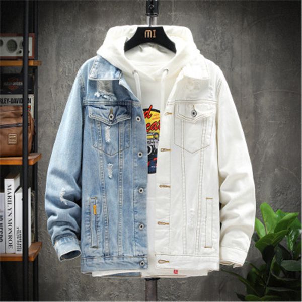man colorblocked button jackets fashion trend long sleeve blue white hooded denim coats designer male autumn casual loose outerwear, Black;brown
man colorblocked button jackets fashion trend long sleeve blue white hooded denim coats designer male autumn casual loose outerwear, Black;brown