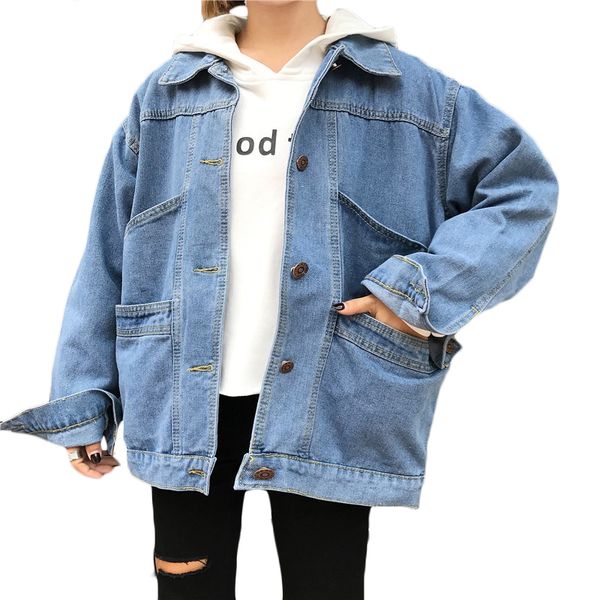 women's jackets spring autumn woman denim jacket harajuku normcore womens basis coat oversized bomber long casual tooling f926, Black;brown
women's jackets spring autumn woman denim jacket harajuku normcore womens basis coat oversized bomber long casual tooling f926, Black;brown