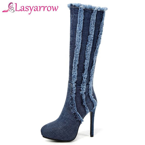 boots lasyarrow shoes woman blue denim high heels women tassel jeans botas feminina round toe platform sapatos mujer f339, Black
boots lasyarrow shoes woman blue denim high heels women tassel jeans botas feminina round toe platform sapatos mujer f339, Black
