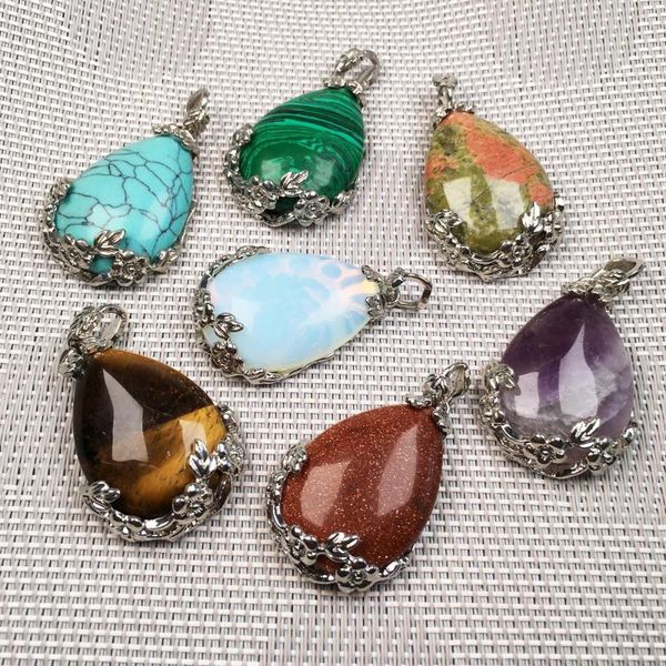 natural stone agates pendants water drop shape exquisite pendant for jewelry making diy charm necklace earring accessories, Bronze;silver
natural stone agates pendants water drop shape exquisite pendant for jewelry making diy charm necklace earring accessories, Bronze;silver