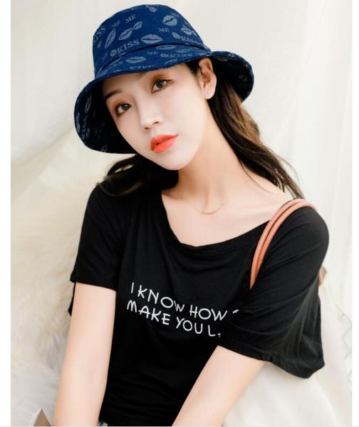 wide brim hats ladies'fashionable lip print fisherman's hat for seaside outings sunscreen beach personalized street sunshade, Blue;gray
wide brim hats ladies'fashionable lip print fisherman's hat for seaside outings sunscreen beach personalized street sunshade, Blue;gray
