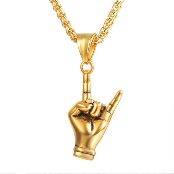 u7 rock finger hand gesture pendant necklace stainless steel necklaces hip hop jewelry with chain for men dropshipping p1166, Silver
u7 rock finger hand gesture pendant necklace stainless steel necklaces hip hop jewelry with chain for men dropshipping p1166, Silver