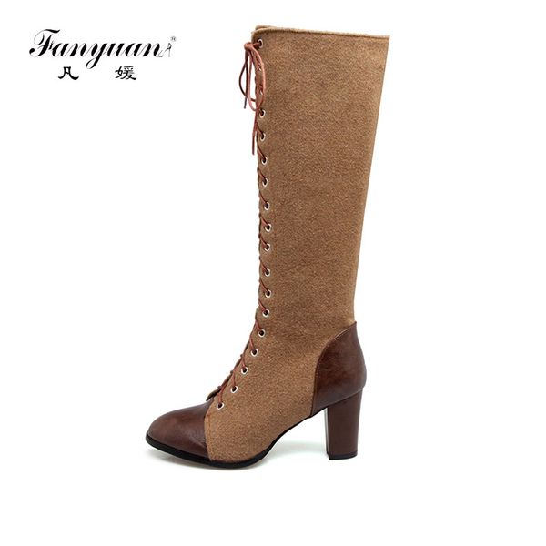 fanyuan 2020 warm thick high heels pointed toe platform knee high boots side zipper pu leather lace up women long boots, Black
fanyuan 2020 warm thick high heels pointed toe platform knee high boots side zipper pu leather lace up women long boots, Black