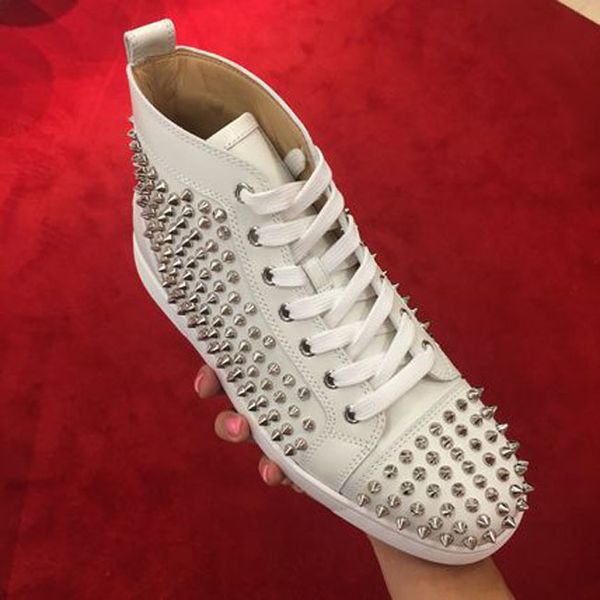 classic black white leather full rivets homme red bottoms shoes for mens womens platform red soles high sneakers flats trainers casual t
classic black white leather full rivets homme red bottoms shoes for mens womens platform red soles high sneakers flats trainers casual t