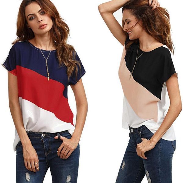 women's shirt color block chiffon short sleeve casual blouse shirts tunic modis aesthetic femme camisetas verano mujer#10, White
women's shirt color block chiffon short sleeve casual blouse shirts tunic modis aesthetic femme camisetas verano mujer#10, White