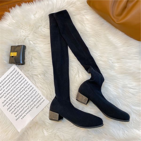 winter 2020 fall women bling crystal over the knee boots stretch fabric long sock boots female low heels knitting shoes, Black
winter 2020 fall women bling crystal over the knee boots stretch fabric long sock boots female low heels knitting shoes, Black