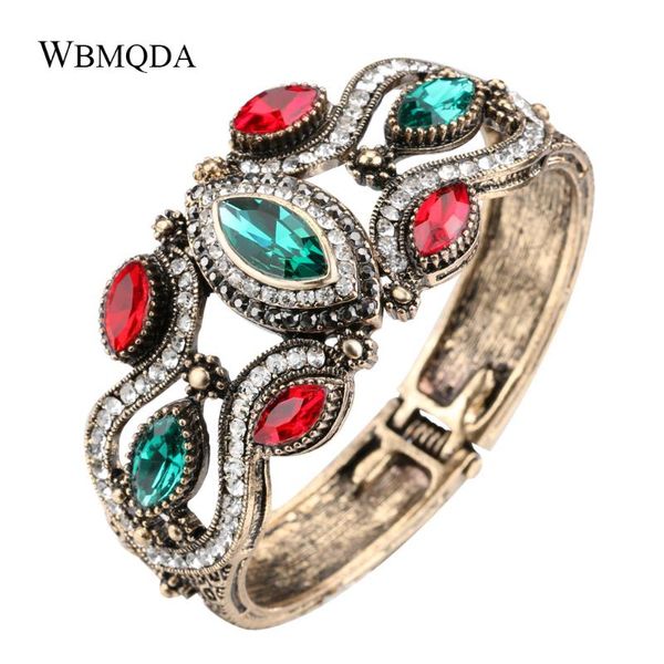 wide gold bangles for women green red glass crystal bohemian jewelry vintage wedding accessories wholesale, Black
wide gold bangles for women green red glass crystal bohemian jewelry vintage wedding accessories wholesale, Black
