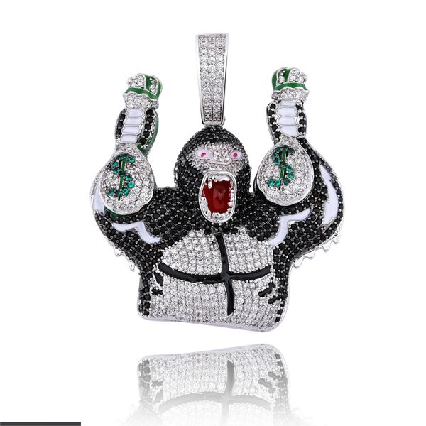 jinao new fashion chimpanzee with dollar purse necklace & pendant hip hop jewelry with tennis chain iced out cubic zircon, Silver
jinao new fashion chimpanzee with dollar purse necklace & pendant hip hop jewelry with tennis chain iced out cubic zircon, Silver
