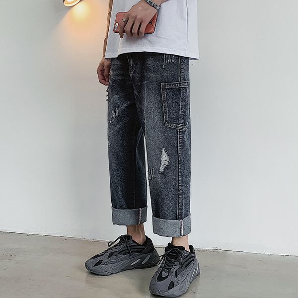 men's jeans hole men fashion washed casual loose straig tooling denim pants streetwear jean trousers male clothes, Blue
men's jeans hole men fashion washed casual loose straig tooling denim pants streetwear jean trousers male clothes, Blue