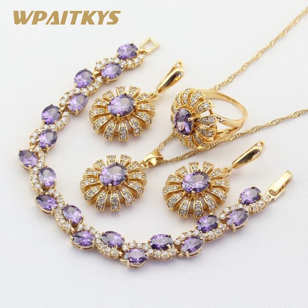 earrings & necklace gold color jewelry sets for women wedding purple stones cz bracelet pendant rings gift box wpaitkys, Silver
earrings & necklace gold color jewelry sets for women wedding purple stones cz bracelet pendant rings gift box wpaitkys, Silver