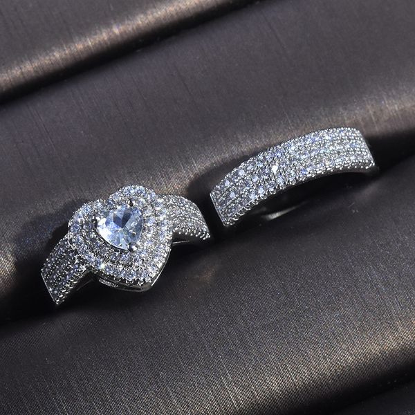 wedding rings 2pcs/set silver plated 3 claw love heart zircon ring sets for women men luxury party engagement jewelry accessories, Slivery;golden
wedding rings 2pcs/set silver plated 3 claw love heart zircon ring sets for women men luxury party engagement jewelry accessories, Slivery;golden