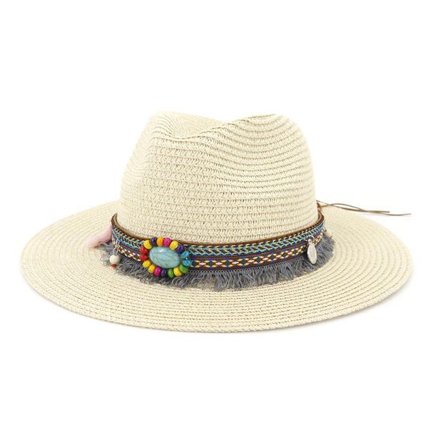 women sun protection summer beach wide brim vintage travel braided visor jazz cap fashion foldable outdoor straw hat, Blue;gray
women sun protection summer beach wide brim vintage travel braided visor jazz cap fashion foldable outdoor straw hat, Blue;gray