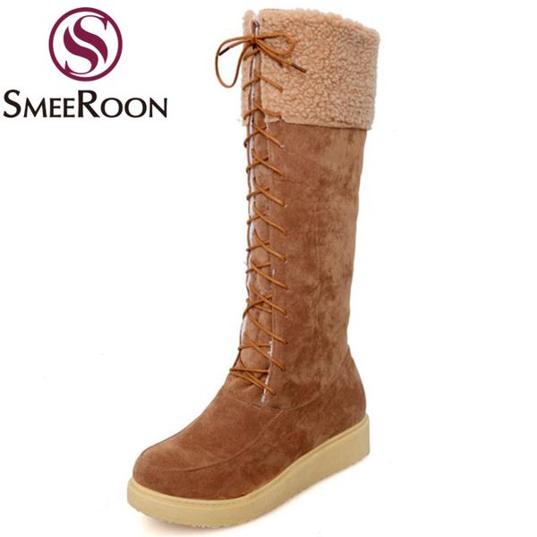 smeeroon knee high boots restoring lace up youth round toe winter boots snow keep warm woman shoes big size platform new, Black
smeeroon knee high boots restoring lace up youth round toe winter boots snow keep warm woman shoes big size platform new, Black
