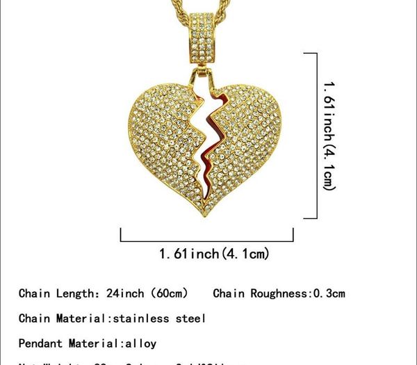 trendy red broken heart pendant hip hop statement necklace with full rhinestones gold silver chain for men women 2 colors 188
trendy red broken heart pendant hip hop statement necklace with full rhinestones gold silver chain for men women 2 colors 188
