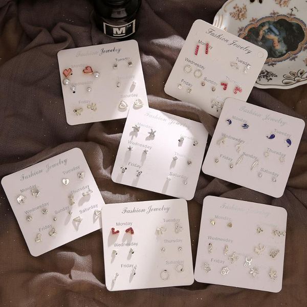 accessories with pearl drop oil five-star flower love moon crown multi-style earrings 6 pairs of combination set for female, Golden;silver
accessories with pearl drop oil five-star flower love moon crown multi-style earrings 6 pairs of combination set for female, Golden;silver