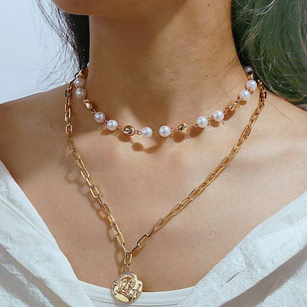 new design women irregular head pearl multi-layer necklace creative retro clavicle chain jewelry accessory gift delicate, Silver
new design women irregular head pearl multi-layer necklace creative retro clavicle chain jewelry accessory gift delicate, Silver