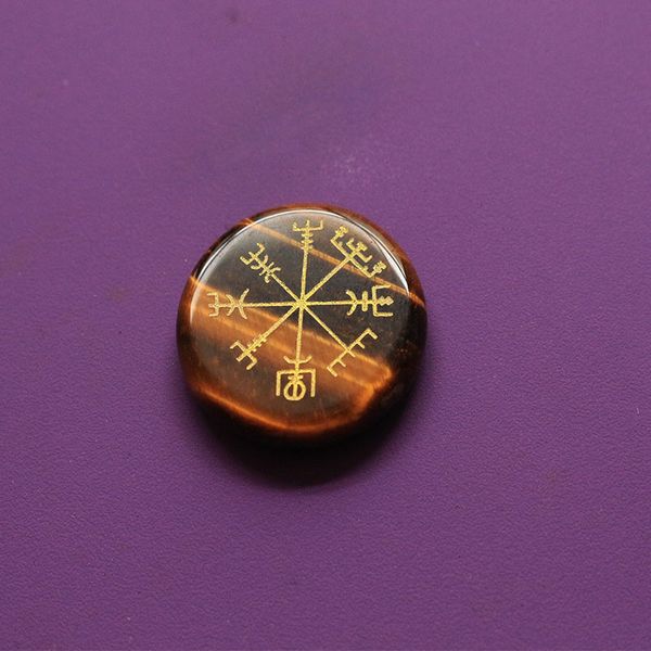 viking letter divination stone norse tiger eye stone viking vegvisir charm, Silver