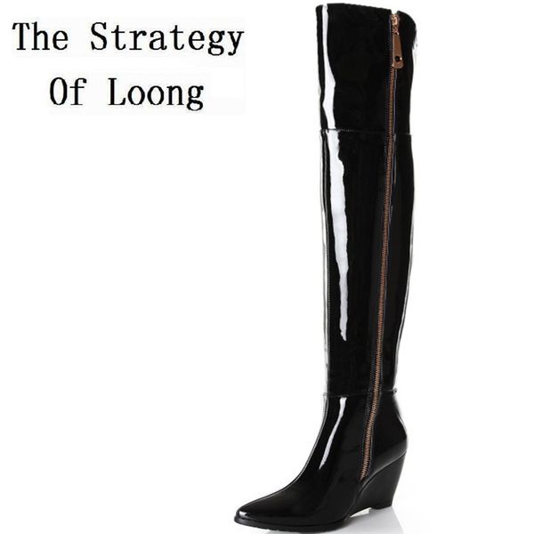 boots women wedges genuine leather pointed toe side zipper autumn winter fashion over the knee plus size 41-45, Black
boots women wedges genuine leather pointed toe side zipper autumn winter fashion over the knee plus size 41-45, Black
