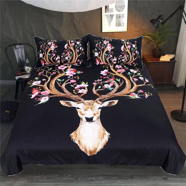 bedding sets christmas deer printed duvet cover set double king bedclothes bed linen