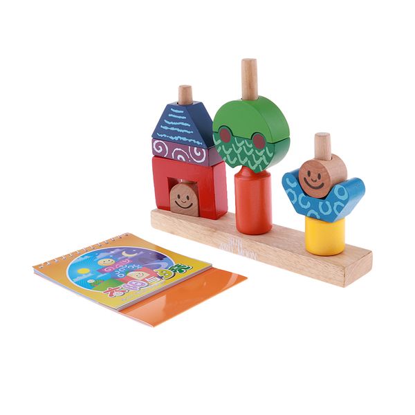 wooden toys blocks building blocks stack blocks wood creative children birthday christmas gift