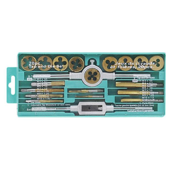 20 pcs/set alloy steel tap & die set m3-m12 screw thread metric plugs taps & tap wrench hand screw metric die tools set
20 pcs/set alloy steel tap & die set m3-m12 screw thread metric plugs taps & tap wrench hand screw metric die tools set