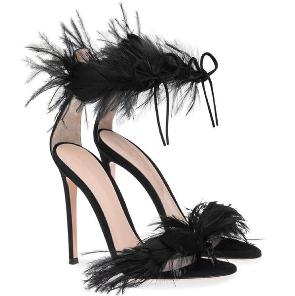 women's leather high heels, feather stiletto sandals, new one-word strap sandals party shoes, size: 34-40, black
women's leather high heels, feather stiletto sandals, new one-word strap sandals party shoes, size: 34-40, black