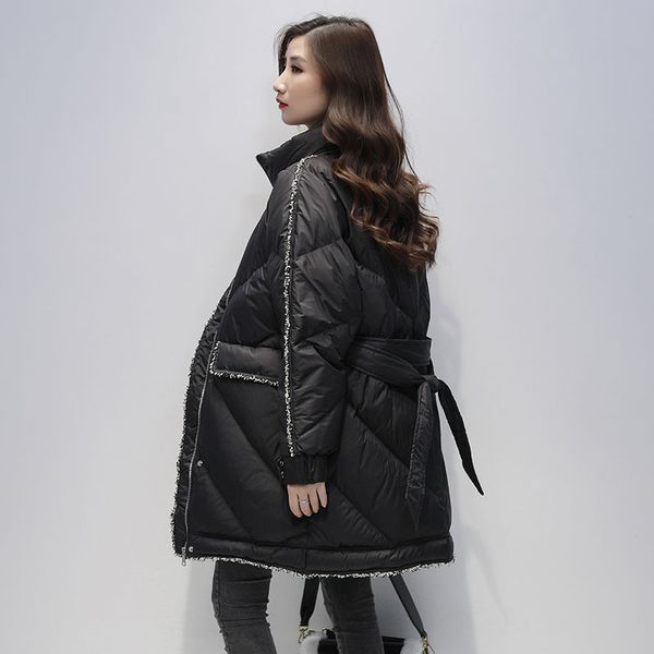 women 2020 winter new mid-long coats female loose white duck down jackets ladies stand collar warm outwears d127, Black
women 2020 winter new mid-long coats female loose white duck down jackets ladies stand collar warm outwears d127, Black