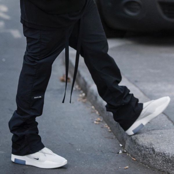 trendy fear of god fog season 6th hook and loop drawstring ribbon high street cargo trousers mens casual pants, White;black
trendy fear of god fog season 6th hook and loop drawstring ribbon high street cargo trousers mens casual pants, White;black