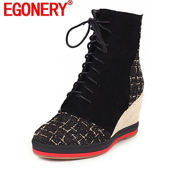 egonery women wedges ankle boots 2020 winter round toe high heels platform winter mixed color party booties laced up zipper shoe, Black
egonery women wedges ankle boots 2020 winter round toe high heels platform winter mixed color party booties laced up zipper shoe, Black