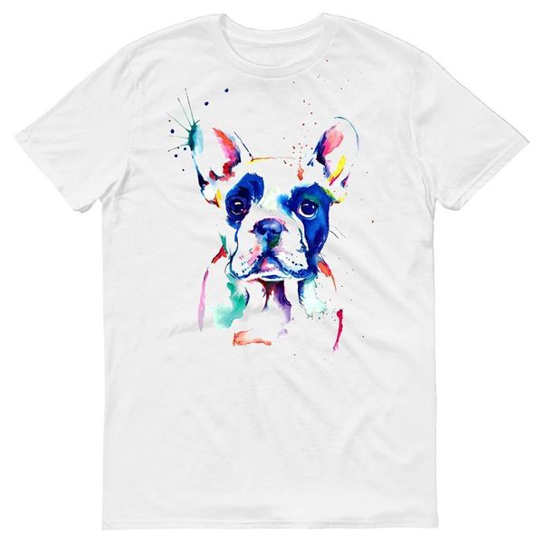 2019 fashion summer french bulldog watercolour art dog mens t-shirt tee shirt
