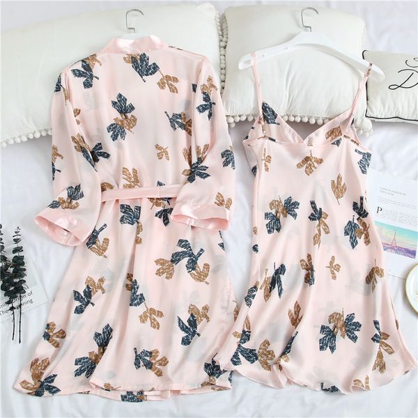 women's sleepwear spring and summer ladies nightgown sling pajamas robe two-piece printing home service, Black;red
women's sleepwear spring and summer ladies nightgown sling pajamas robe two-piece printing home service, Black;red