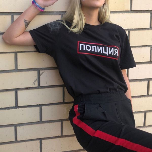 women's t-shirts with inscriptions the police reflective letter printed tee shirt for lady fashion female tee shirt
women's t-shirts with inscriptions the police reflective letter printed tee shirt for lady fashion female tee shirt