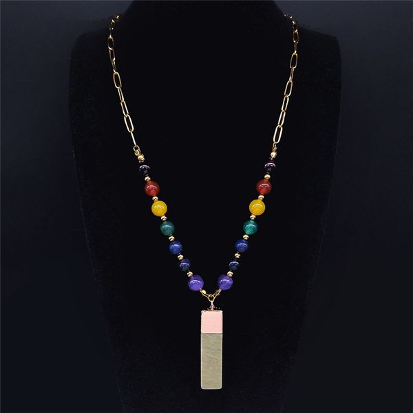 pendant necklaces big long 7 color chakra natural stone stainless steel necklace chain green gold jewelry accesorios mujer n1s04, Silver
pendant necklaces big long 7 color chakra natural stone stainless steel necklace chain green gold jewelry accesorios mujer n1s04, Silver