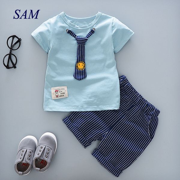 2019 summer toddler boy clothes new boys casual clothing sets tie short sleeve t shirt +striped shorts 2 pcs suit clothes, White
2019 summer toddler boy clothes new boys casual clothing sets tie short sleeve t shirt +striped shorts 2 pcs suit clothes, White