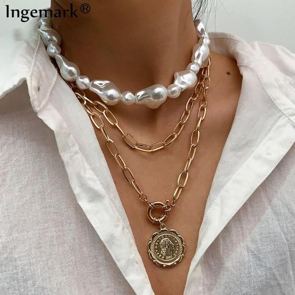 pendant necklaces multilayer white baroque pearl choker necklace collares punk boho carved coin queen long chain women jewelry, Silver
pendant necklaces multilayer white baroque pearl choker necklace collares punk boho carved coin queen long chain women jewelry, Silver