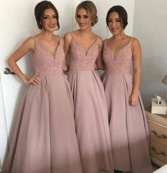 charming v neck bridesmaid dresses a line long maid of honor dresses for wedding party custom made, White;pink
charming v neck bridesmaid dresses a line long maid of honor dresses for wedding party custom made, White;pink