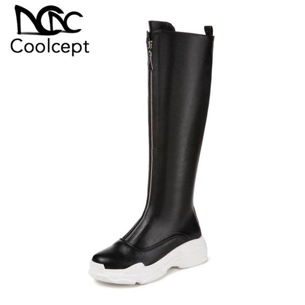 coolcept ladies black boots platform front zipper winter knee high boots round toe classics shoes woman size 29-43
coolcept ladies black boots platform front zipper winter knee high boots round toe classics shoes woman size 29-43