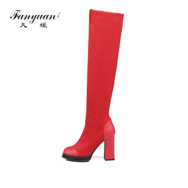 fanyuan design women mixed color square high heel over knee boot winter botas warm knight long boot fashion footwear heels s, Black
fanyuan design women mixed color square high heel over knee boot winter botas warm knight long boot fashion footwear heels s, Black